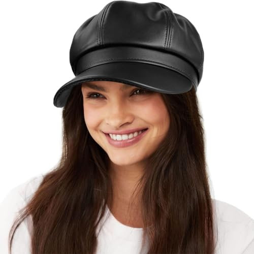 KUMSODE Winter Schirmmütze - Damen & Jungen, Frankreich, Baskenmütze, klassisch, einfarbig, Beret, Becher, Kunstledermütze