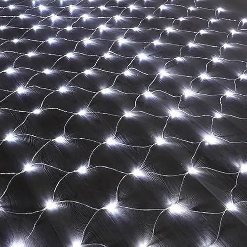 SHANJIA 1,5 m x 1,5 m 96 lysdioder LED-ljusnät, 8 lägen vattentät ljusslinga för jul, balkongdekoration (vit)