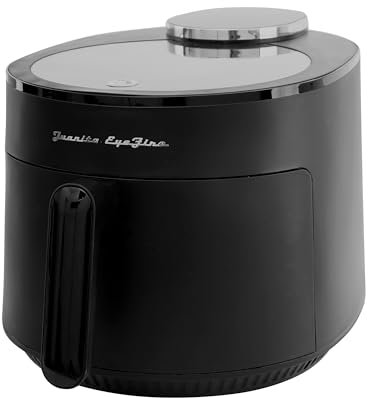 Juanita EyeFire Friteuse à air noir 5 l 1500 W 12 programmes automatiques Fenêtre supérieure en verre Air Fryer sans huile Panneau tactile numérique Minuterie 24 heures