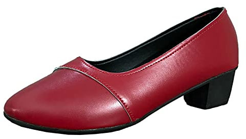 Low Shoes Pumps Women's Classic Single Shoes Lightweight Casual Slip-On Ballet Shoes Elegant and Comfortable Loafer Low Heel Shoes Bridal Shoes Work Shoes Casual Shoes, red, 5 UK