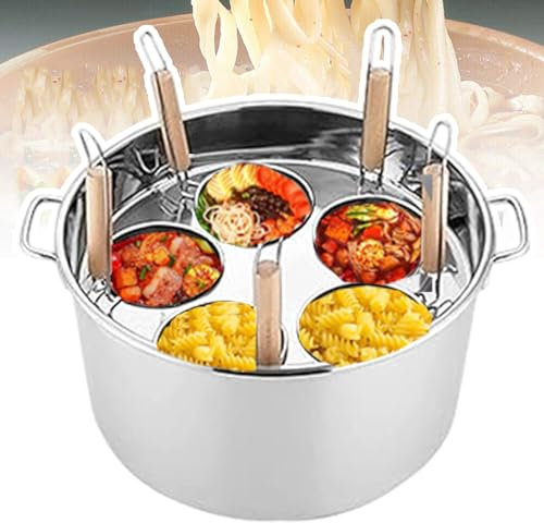 CQIKRWGWS Olla Caliente Comercial para Pasta, Olla para Espaguetis de Acero Inoxidable con Divisor y colador, una Olla para múltiples usos, Ideal para Puestos de Comida, restaurantes y cafeterías.