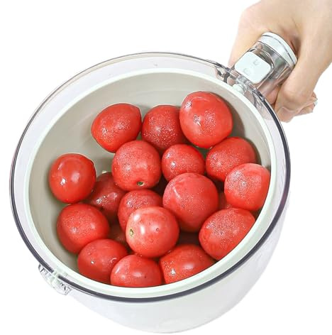 - Tazón de lavado – Mango multifuncional giratorio y para cocina, ensalada, alimentos, mezcla, limpieza, cocina, preparación, camping, sandía, tomate