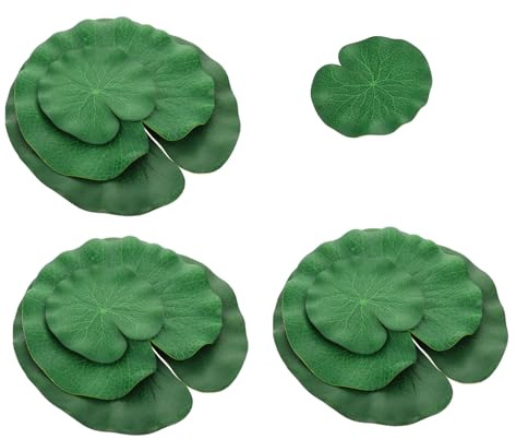 Hemobllo Nénuphars Artificiels Réalistes Flottants pour Aquarium Et Bassin, Décoration Extérieure Jardin Et Fontaine, Lot de 10 Pièces, Feuilles De Lotus Résistantes Aux Intempéries