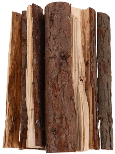 SMASOLO Leños Decorativos De Abeto Con Corte Natural 25 Cm, Madera Seca Resistente Para Chimenea, Leña Rústica Para Fogatas y Jardín, 8 Piezas Para Interior y Exterior