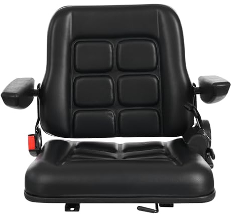 Sedile universale per carrello elevatore, sedile del trattore, schienale regolabile in pelle PVC, sedile del conducente per veicoli come UTV, ATV, carrelli da golf, carrelli elevatori, bulldozer