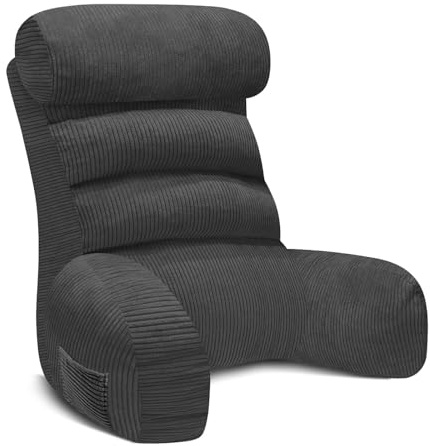 Cojín de lectura para cama y sofá con reposabrazos y soporte para el cuello extraíble, 60 x 35 cm, cojín de respaldo ajustable en altura para cama y sofá, cojín de apoyo para la espalda para leer, ver
