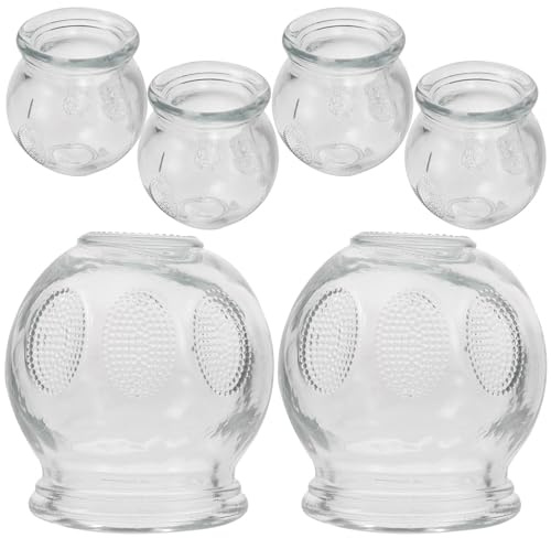 Mikinona Ensemble 6 Ventouses en Verre pour Thérapie par Ventouses, Massage Musculaire et Circulation Sanguine, Kit Solide pour Usage Prolongé à Domicile
