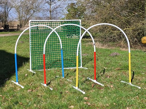 Generisk HOOPERS Agility Combi – set/1 grat grön/3 huvtröjarark, röd – blå – gul/grind/skärstaket av plast, huvtröjor, hundsport