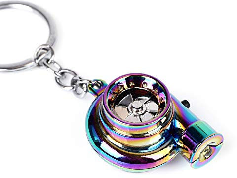 WONOLO Neo Turbo Keychain Mini Keyring Rainbow LED BOV Sound Turbocharger Car Drift