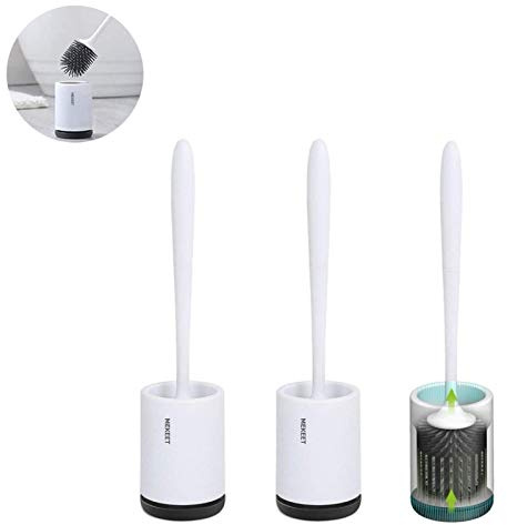 MEKEET Scopino e Supporto per Toilette, Set di spazzole per WC in Silicone Morbido Scopino per la Pulizia della Toilette con Set di Supporti ad Asciugatura Rapida (Flooring Upgraded-2Pcs)