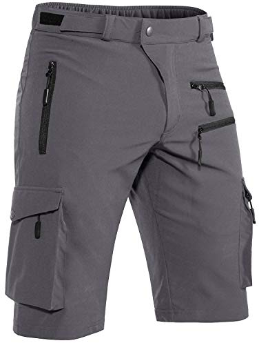Hiauspor Pantaloni da MTB da Uomo Elasticizzati ad Asciugatura Rapida per Il Trekking e l'escursionismo (Grigio, Large)