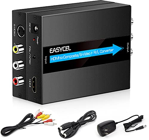 EASYCEL HDMI auf S-Video RCA Konverter Mit Kabel, Composite AV CVBS Adapter (Aluminium)