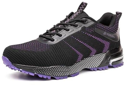 Furuian Steel Toe Sneakers for Women Men Lightweight Safety Shoes Comfortable Steel Toe Shoes Purple