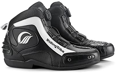 Msport Motorradstiefel Antirutsch und Atmungsaktiv – Schuhe für Motorradfahrer, Komfort und Sicherheit bei jedem Wetter - Schwarz 42 EU