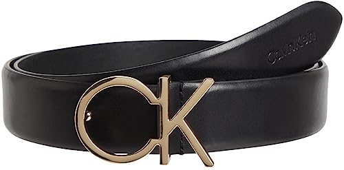Calvin Klein Damen Gürtel Re-Lock Logo Belt 3,0 cm Ledergürtel, Schwarz (Ck Black), 120