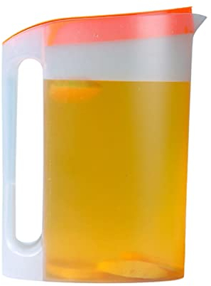 pologmase 2. 2L Wasserkrug Kunststoff Wasserkaraffe Großer Wasserkrug Mit Deckel Kunststoff-Wasserkaraffe Eistee- Kanne Für Heißen/kalten Limonadensaft Eistee Wasserkocher Mit Griff