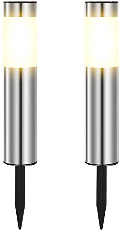 Heinstian Solarleuchten für Außen Garten Warmweiß LED Gartenleuchten Outdoor IP65 Wasserdicht Edelstahl Solarlampen für Terrasse, Rasen, Garten Hofwege und Wege (2 Stück)