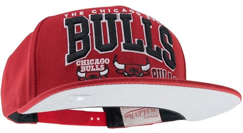 Mitchell & Ness NBA/HWC Champ Stack Baseball Snapback Cap - Chicago Bulls, Rot, 100% Polyester, verstellbar, Herren, Frauen, Kinder, Unisex, Frühling, Sommer, Herbst, Winter