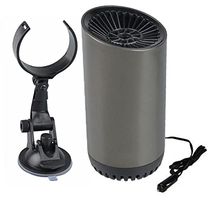 Baceyong 24V 150W 10A Dégivreur de Chauffage de Voiture, Dégivreur de Pare-Brise Portable Rotatif à 180°, pour Remorque de Voiture SUV Camion RV, Gris Argent avec stent USB