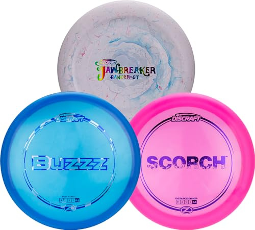 Discraft Mid-Level Three Pack – Disc Golf Set | Including – Banger GT, Buzzz, & Scorch | Intermediate Skill Level | Disc Color & Foil Will Vary