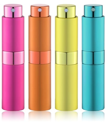 Lulupack Travel Perfume Bottle Refillable - Cologne Spray Atomizer Mini - Small Travel Size Sprayer Empty for Refill Sample Container - Portable Fragrance Decant Dispenser for Men Women 8ml 4PCS Pink