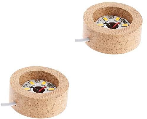 STOBAZA 2piezas Base Led De Madera Para Cristales y Bolas De Luz Cálida Usb Recargable Soporte Para Lámparas De Mesa y Exhibición De Joyas Diseño Decorativo