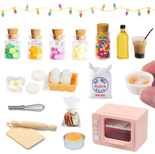 KOOKZ Miniaturas para Casa de Muñecas, Accesorios de Casa de Muñecas, Decorativas en Miniatura Comida, Mini Muebles Cocina Accesorio para Casa de Muñecas