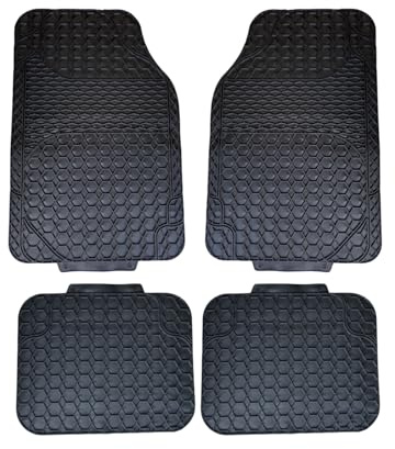 OWIJI Tappetini Auto Gomma Universali Set 4 Pezzi Antiscivolo Fantasia Nido Api Abitacolo Sagomabili PVC Plastica Impermeabile Ritagliabile Adattabile
