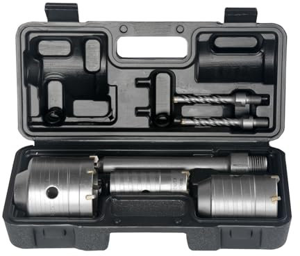 BINOTA Kit de Scie Cloche à Béton, Forets Circulaires, Scie Cloche pour Béton, Ciment, Mur de Briques, Pierre, Maçonnerie, 30, 50, 65 mm