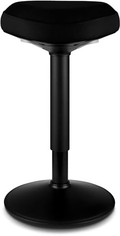 standup.Today Wackelhocker Elmo (Schwarz/Schwarz) – Sitzhocker höhenverstellbar 55-80 cm – Ergonomischer Hocker für Büro & Zuhause – Bürohocker mit Schwingeffekt – Schreibtischhocker