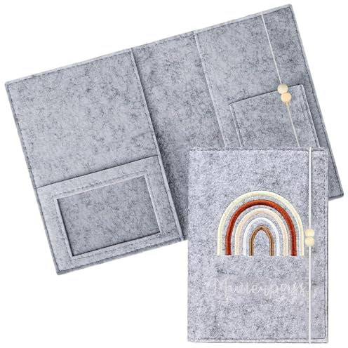 Mutterpass Schutzhülle,Mutterpasshülle,Mutterpass,Mutterkindpasshülle Österreich,Mutterpass Hülle,Mutterpass Hülle,Hülle Mutterpass,Mit 2 Schlüsselanhänger Filz,Für Impfausweis (Hellgrau)