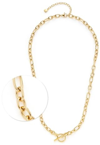 JEWELS BY LEONARDO halsband Elisabeth • Kort ankarkedja av guldfärgat rostfritt stål • olikformade kedjelänkar • 45–50 cm längd • Smyckespresent för kvinnor • 025152, 45 cm, Rostfritt stål, Ingen