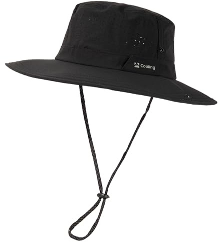 TOP-EX Chapeau de soleil pour homme et femme - Chapeau de safari pour l'été, le trekking, la randonnée - UPF 50+ - Chapeau de pêche à large bord - Chapeau de pluie et chapeau de soleil, Noir , M-L