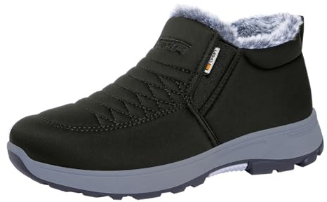 Fleece Lined Waterproof Boots Women - Ankle Boots Women Wide Fit Non-Slip Cold-Resistant Shoes Lightweight Thermal Footwear Padded Cotton Shoes Soft Bottom Footwear For Middle And Elderly Couple