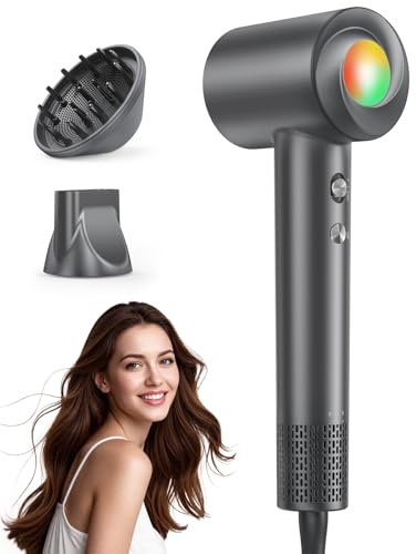 Haokoo Phon Capelli Professionale ad Alta Velocità - 150.000 RPM Asciugacapelli Ionico, Asciugatura Veloce con Controllo Termico, 8 Impostazioni con Diffusore, per Casa, Viaggio