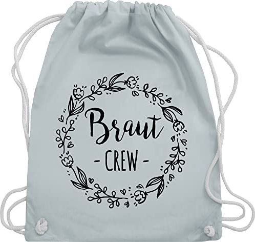 Turnbeutel Rucksack - Braut Crew Team Braut - Unisize - Pastell Blau - jga sportbeutel baumwolle jungesellinnenabschied outfit junggesellenabschied bride beuteltasche tasche hen party accessories