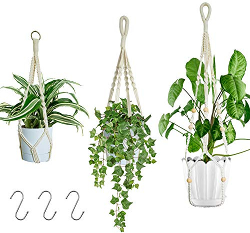 AceList Makramee Blumenampel 3er Set für Innen und Außen - Kurz und Groß für Balkon und Garten
