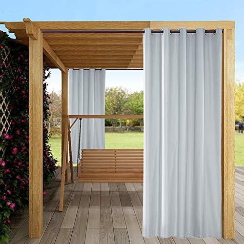 ele ELEOPTION Cortina de Exterior Impermeable, Opaca, Resistente al Viento, Protección UV, para Balcón, Jardín o Patio (137 x 213cm, Blanco)