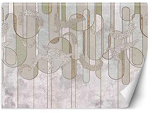 Feeby Papier Peint Intisse Texture Abstrait 368x254 cm beige Moderne Panoramique XXL Photo Mural Muraux Chambre Bureau Salle Feuilles Brindilles Lignes