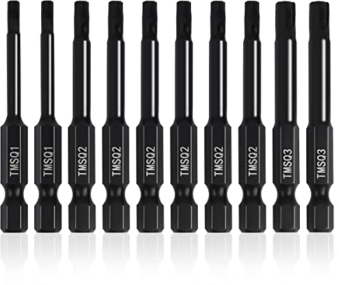 Doppelquadratischer 8-Punkt-Stern-Bit-Set (10 Stück, 5,8 cm lange magnetische Köpfe), 2 Vierkant-Torx-Bits in den folgenden Größen #, 2 und #3