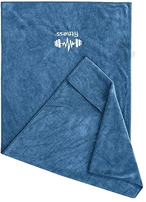 Serviette de Fitness Gym, Serviette de Sport Microfibre, Serviette d'entraînement Absorbante avec Fixation, Serviette de Voyage Légère pour Sport Yoga Randonnée Plage Douche(Blue)
