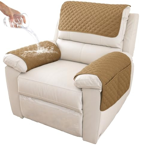 GYHH Funda para Reposabrazos De Sofá, Funda para Reposacabezas para Sillón Reclinable, Funda para Sillón, Protector De Muebles Acolchado Antideslizante (Camel,1 Seat Recliner | 3 pc)