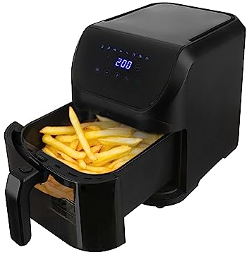 KASANOVA Friggitrice ad aria 5 Litri, friggitrice senza olio con 7 programmi di cottura, fino a 200°C, friggitrice ad aria 1500 watt, no fumo e cattivi odori