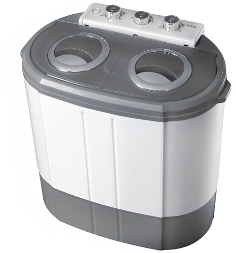 briebe Camp Mini Machine à Laver Portable avec Essorage, Camping, Capacité 3 kg, Idéal pour Voyages, Caravanes, Camping-Cars, Petite Laveuse 2 Compartiments, Faible Consommation d'Eau et d'Énergie