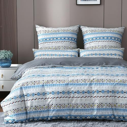 MILDLY Satin Bettwäsche 135x200 Baumwolle, Boho kühlende Bettwäsche-Sets mit Reißverschluss öKotex Zertifiziert Boho