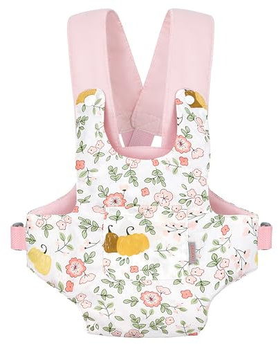 GAGAKU Puppentrage ab 3 Jahre Bauchtrage Babypuppen Zubehör Schultergurte Babytrage Puppe Kleinkind Puppentragetasche Stofftiertrage Kuscheltierträger - Rose - Kürbis Pflaumenblüte