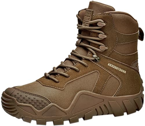 CHICMARK Bottes de combat durables pour homme, bottes de chasse/chaussures de randonnée imperméables antidérapantes pour l'aventure, marron, 43 EU