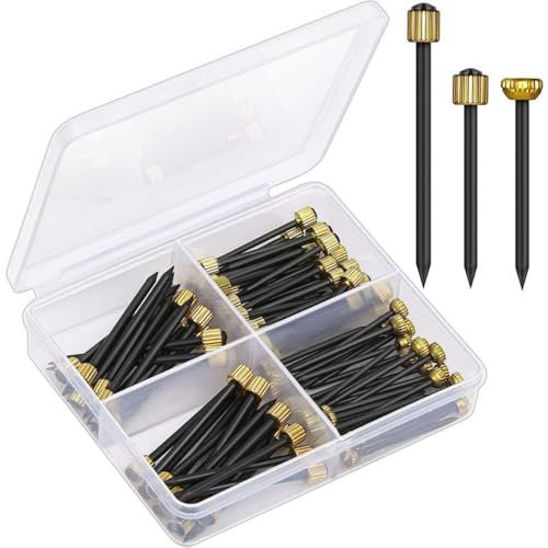 90 chiodi per appendere quadri, 3 dimensioni, chiodi da appendere con scatola portaoggetti, chiodi per appendere quadri, chiodi per pareti, chiodi in legno, testa dorata, nero