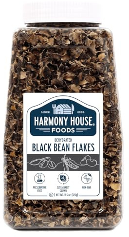 Harmony House Foods Dehydrated Black Bean Flakes (11.5 oz, Quart Size Jar)