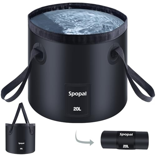 Seau Pliables, [Grande Capacité 20L] Spopal Seau de pêche Pliable Portable, Multifonctionnel, pour la Pêche, Camping,Jardinage,Bassin de Lavage